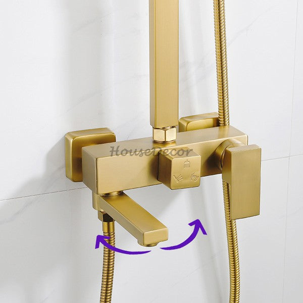 Brushed Gold bath shower mixer tap swivel spout additional view