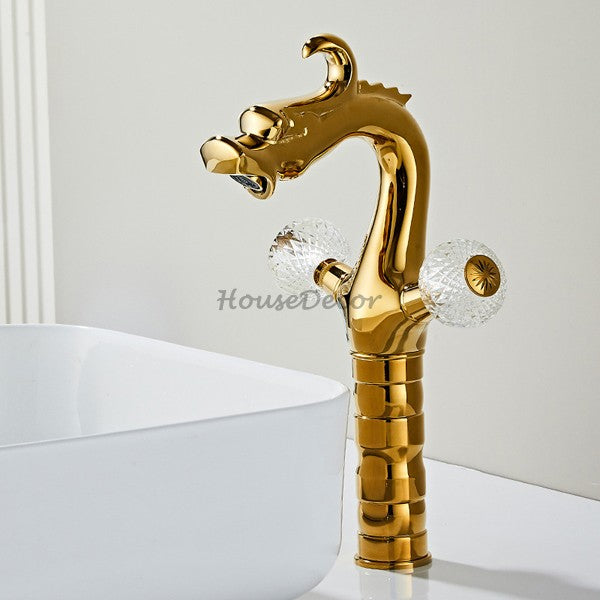 Gold bath shower mixer tap dual handle control additional view
