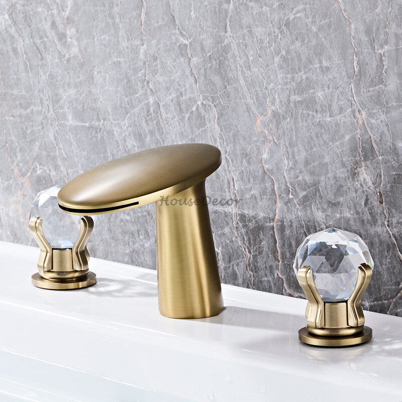 Modern bath shower mixer tap waterfall spout detail view