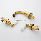 Polished Brass bath shower mixer tap dual handle control additional view