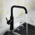 Modern kitchen sink mixer tap swivel spout detail view