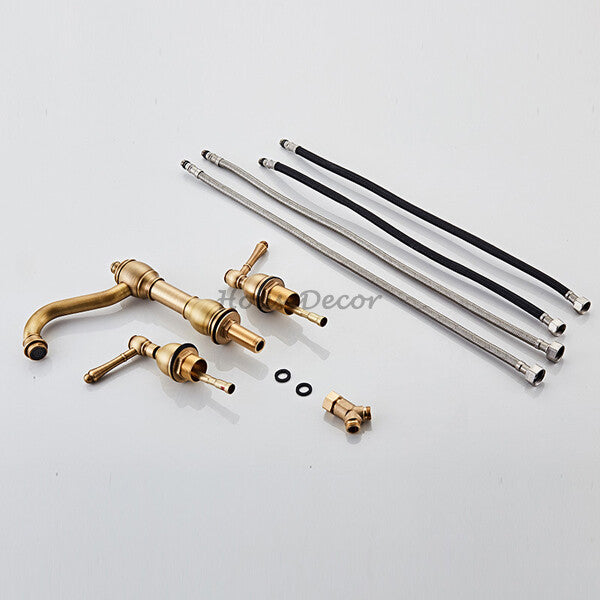 Brass bathroom basin mixer tap dual handle control additional view