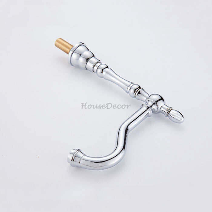 Chrome Ceramic bath shower mixer tap 3 hole installation detail view