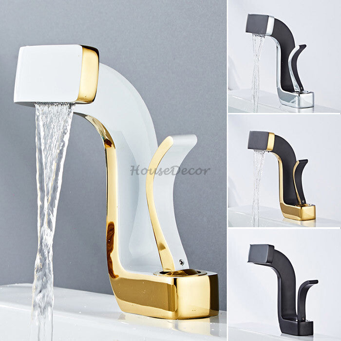 Brass bath shower mixer tap waterfall spout main view