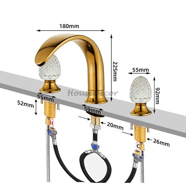 Modern bath shower mixer tap dual handle control additional view