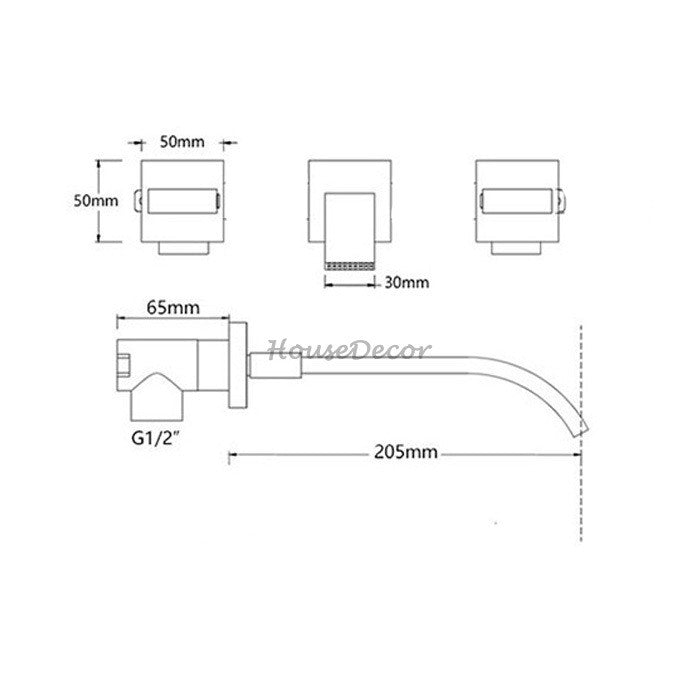 Chrome bath shower mixer tap waterfall spout additional view