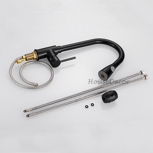 Black kitchen sink mixer tap pull out spray additional view