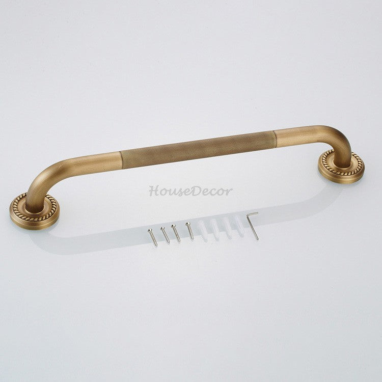 Antique Brass bathroom grab bar safety grip additional view