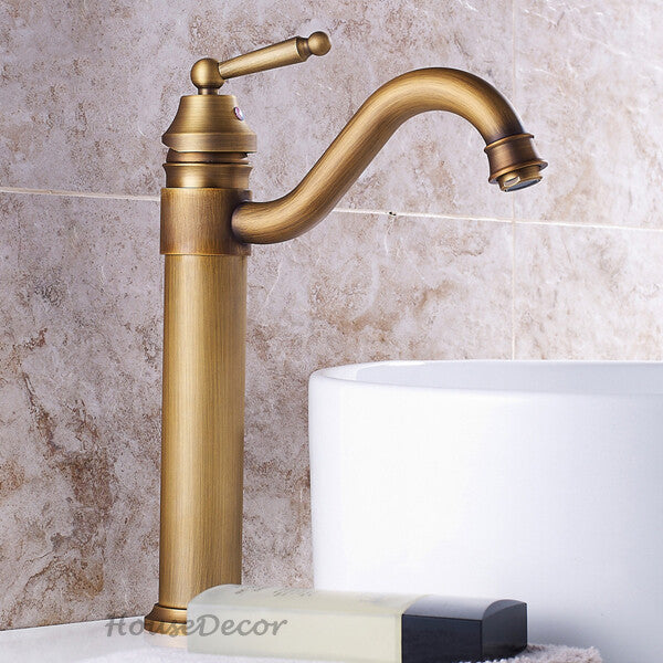 Antique Brass bath shower mixer tap swivel spout main view