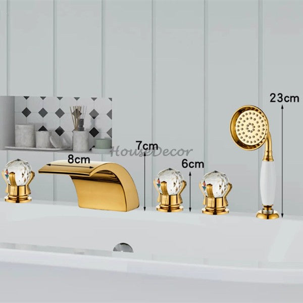 Gold bath shower mixer tap waterfall spout additional view