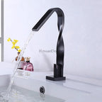 Chrome bathroom basin mixer tap waterfall spout main view