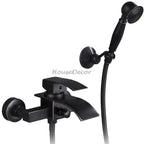 Black bath shower mixer tap waterfall spout main view