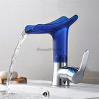 Chrome bath shower mixer tap waterfall spout detail view