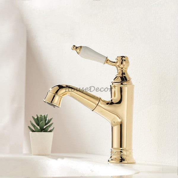 Antique Brass bath shower mixer tap pull out spray additional view