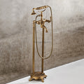 Antique Brass bath shower mixer tap floor mounted design detail view