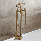 Antique Brass bath shower mixer tap floor mounted design detail view