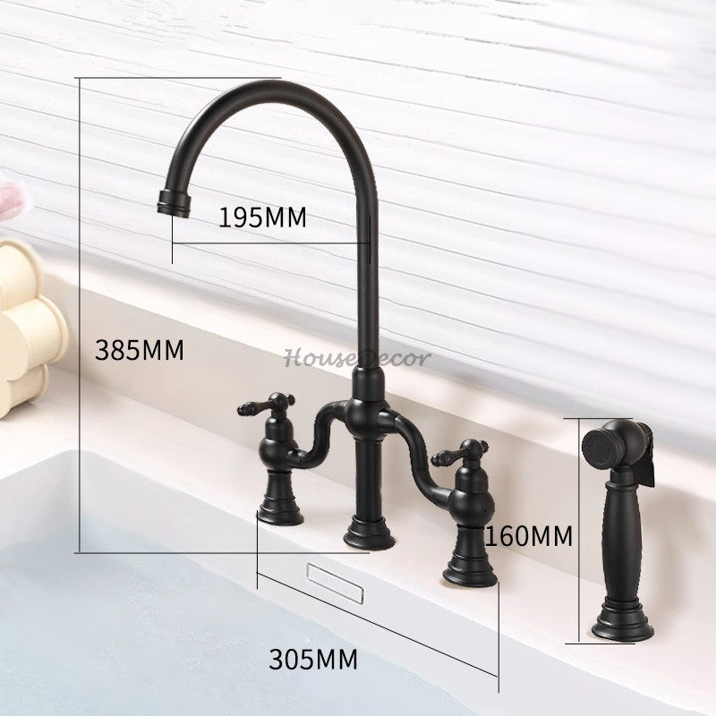 Modern kitchen sink mixer tap dual handle control additional view