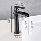 Black bathroom basin mixer tap waterfall spout additional view