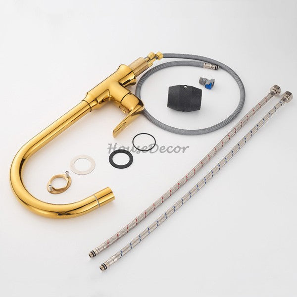 Gold kitchen sink mixer tap pull out spray additional view