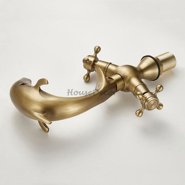 Antique Brass bath shower mixer tap dual handle control additional view
