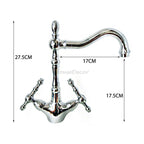 Chrome faucet swivel spout detail view