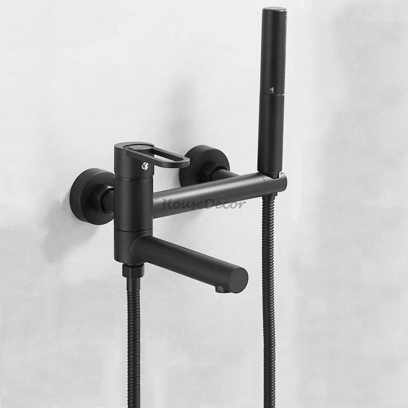 Brass bath shower mixer tap handheld shower set detail view