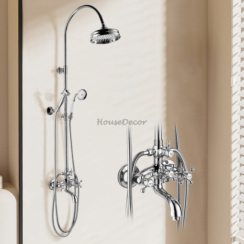 Modern bath shower mixer tap handheld shower set detail view