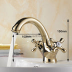 Polished Brass bath shower mixer tap dual handle control detail view