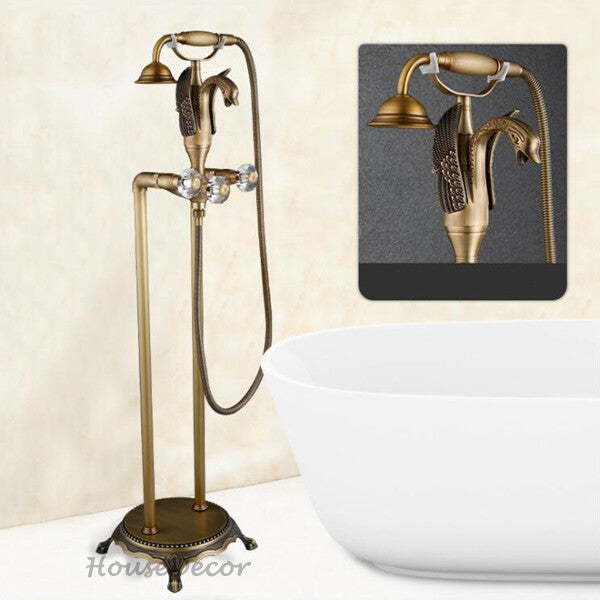 Modern bath shower mixer tap floor mounted design detail view