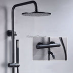 Black bath shower mixer tap thermostatic control detail view