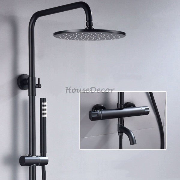Black bath shower mixer tap thermostatic control detail view