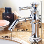 Chrome Ceramic bathroom basin mixer tap deck mounted design detail view