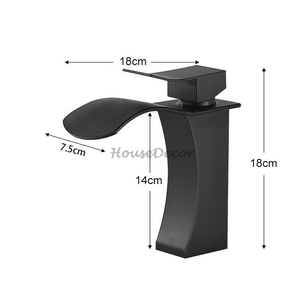 Black bath shower mixer tap waterfall spout additional view
