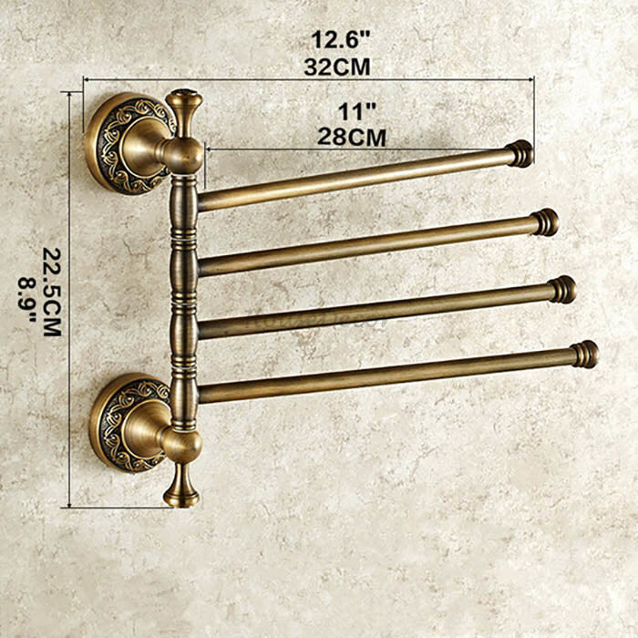 Antique Brass towel rack swivel spout additional view