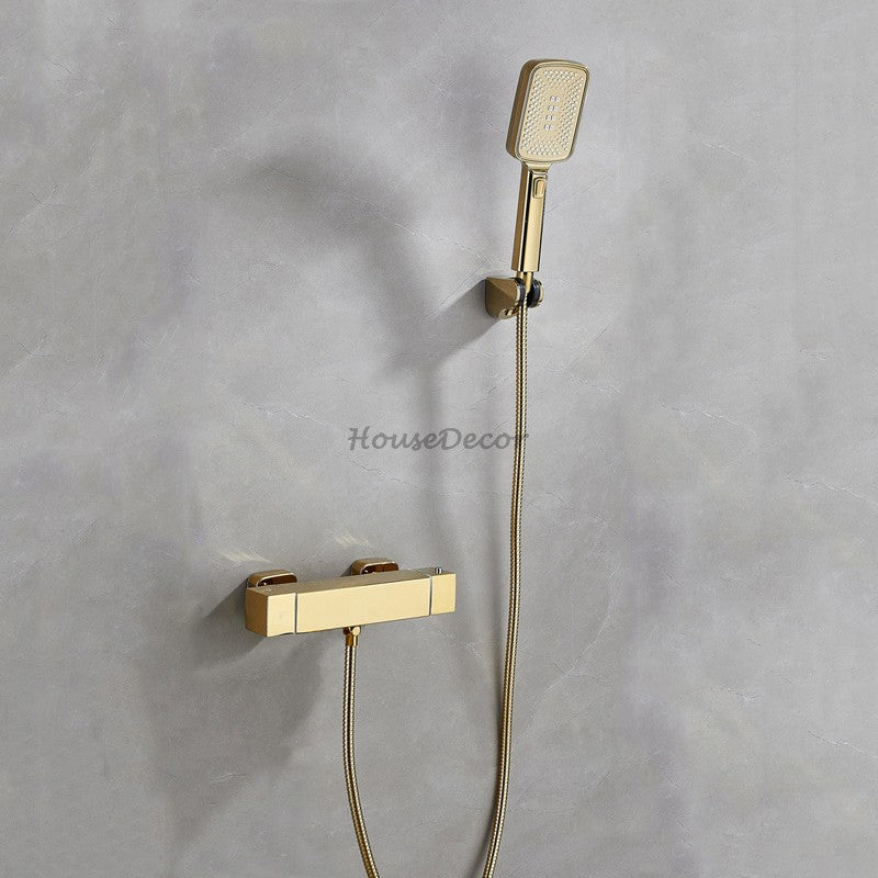 Modern shower head thermostatic control detail view