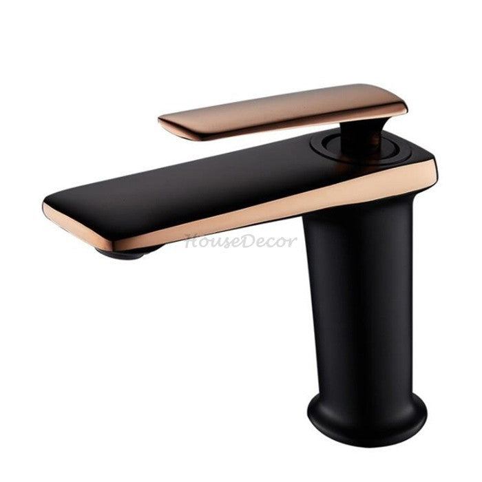 Black Brass bathroom basin mixer tap waterfall spout additional view