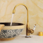Antique Brass bathroom basin mixer tap swivel spout additional view