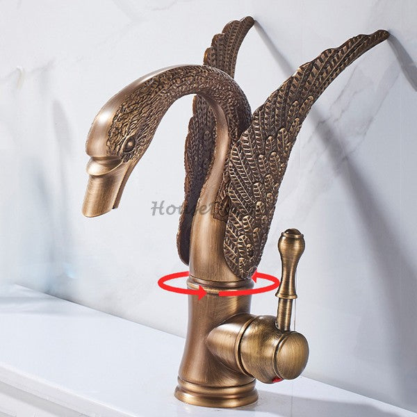 Antique Brass bathroom basin mixer tap detailed product view detail view