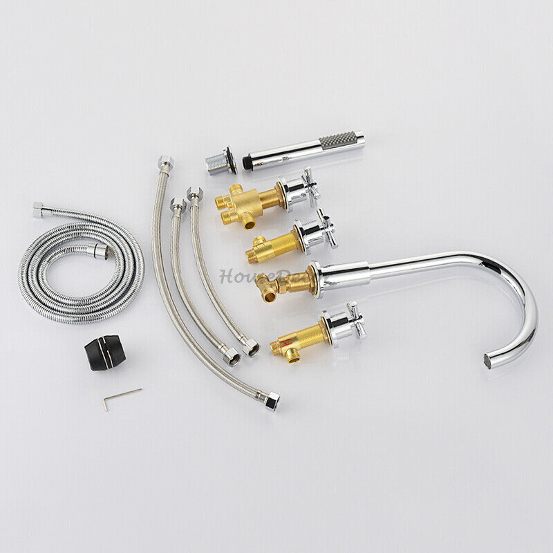 Chrome bath shower mixer tap deck mounted design additional view
