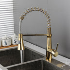 Gold kitchen sink mixer tap swivel spout additional view