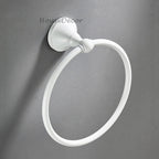 White towel rack wall mounted design detail view