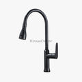 Modern kitchen sink mixer tap pull out spray detail view