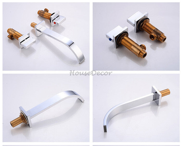 Chrome bath shower mixer tap waterfall spout detail view
