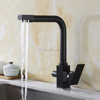 Black kitchen sink mixer tap swivel spout detail view