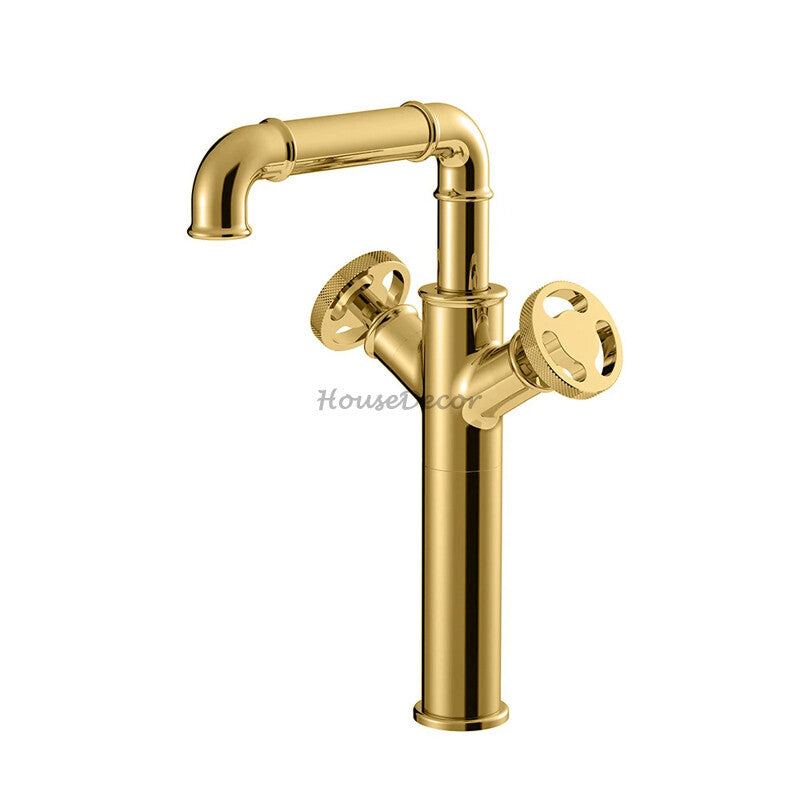 Modern bath shower mixer tap dual handle control detail view