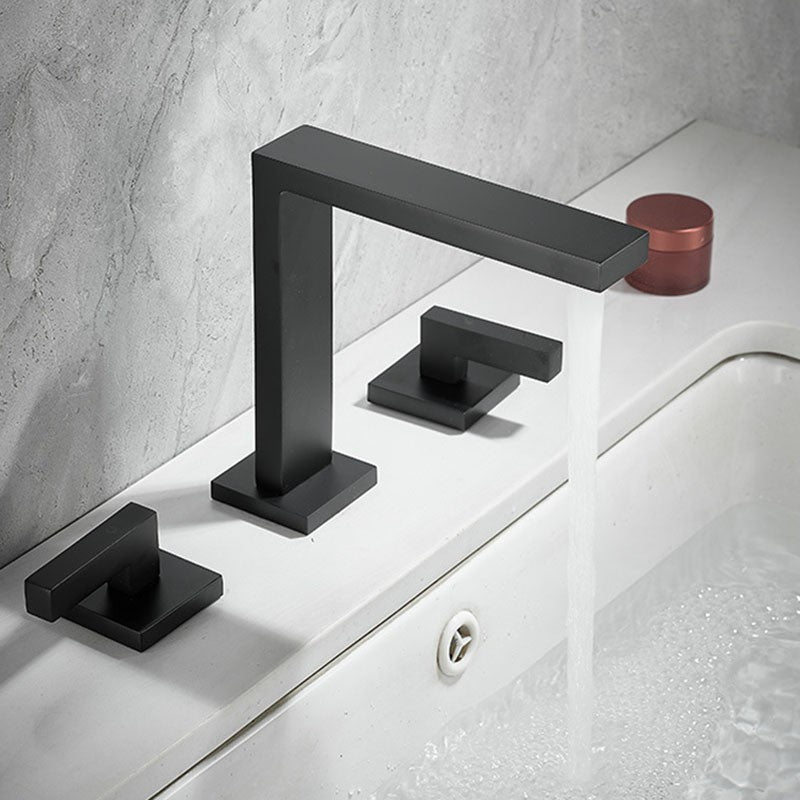 Modern bath shower mixer tap dual handle control detail view