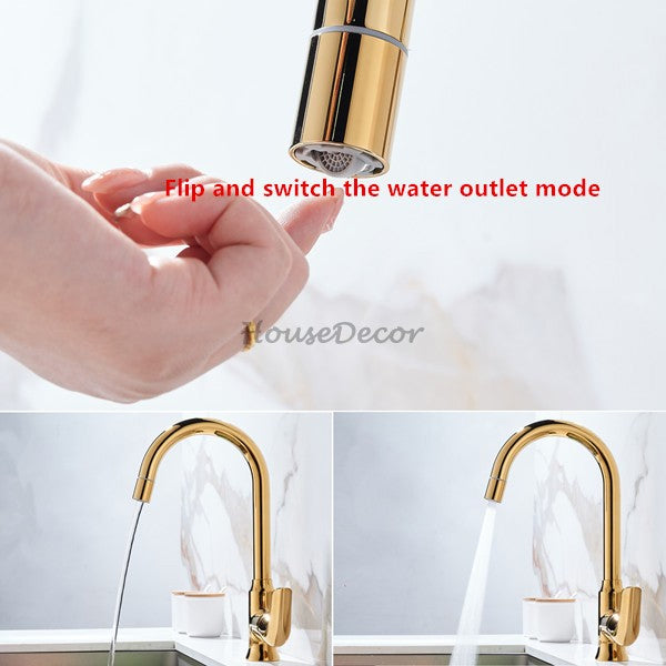 Gold kitchen sink mixer tap pull out spray additional view