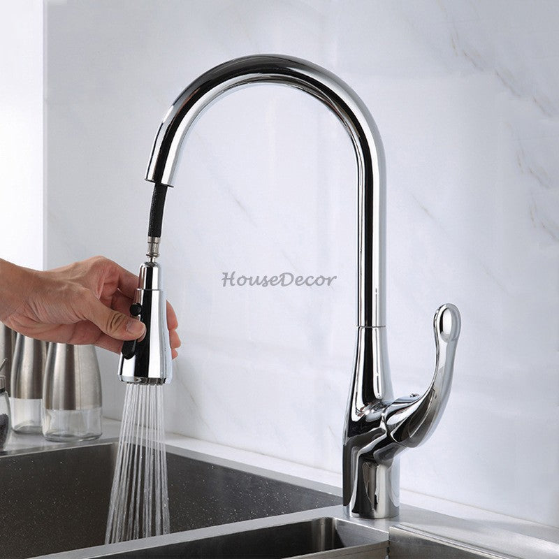 Modern kitchen sink mixer tap pull out spray additional view