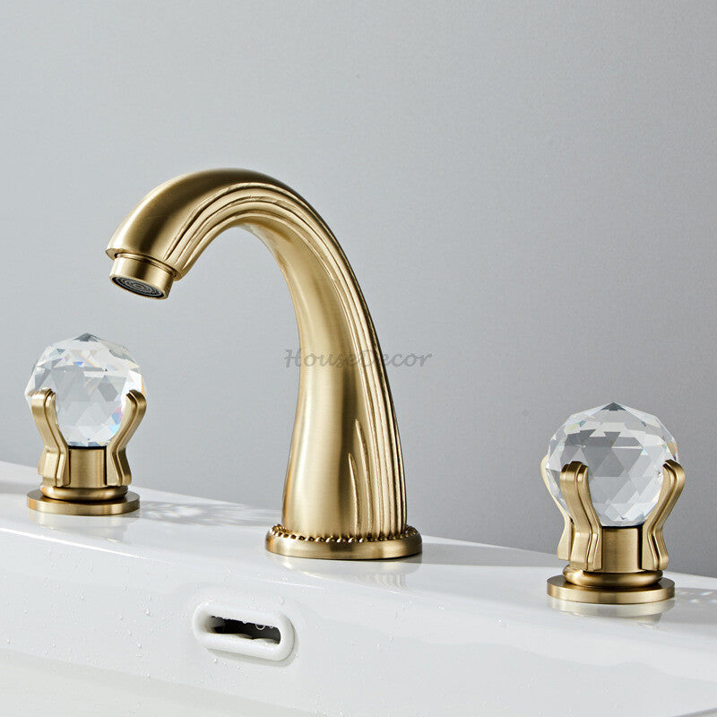 Brushed Gold faucet 3 hole installation main view