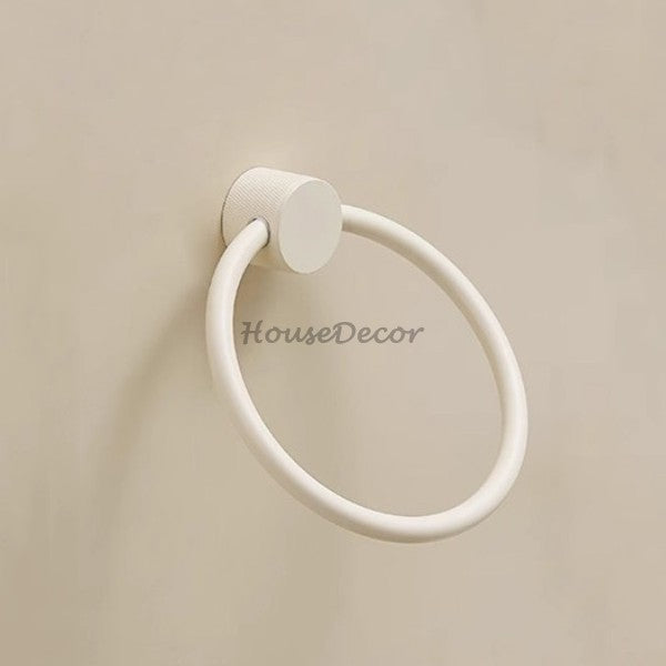White towel ring wall mounted design detail view